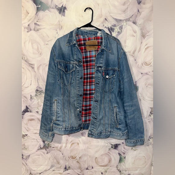 Levi's Other - Vintage Levi’s 80s/90s Flannel Plaid Lined Denim Trucker Jacket Size Large